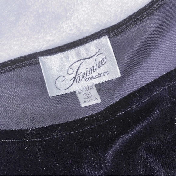 FARINAE COLLECTION Vintage Black Velvet Off Shoulder Bodysuit Size 4 - Picture 3 of 7